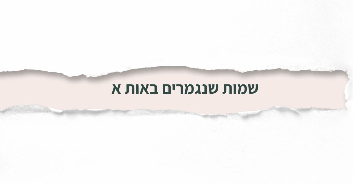 שמות שנגמרים באות א
