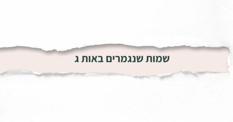 שמות שנגמרים באות ג