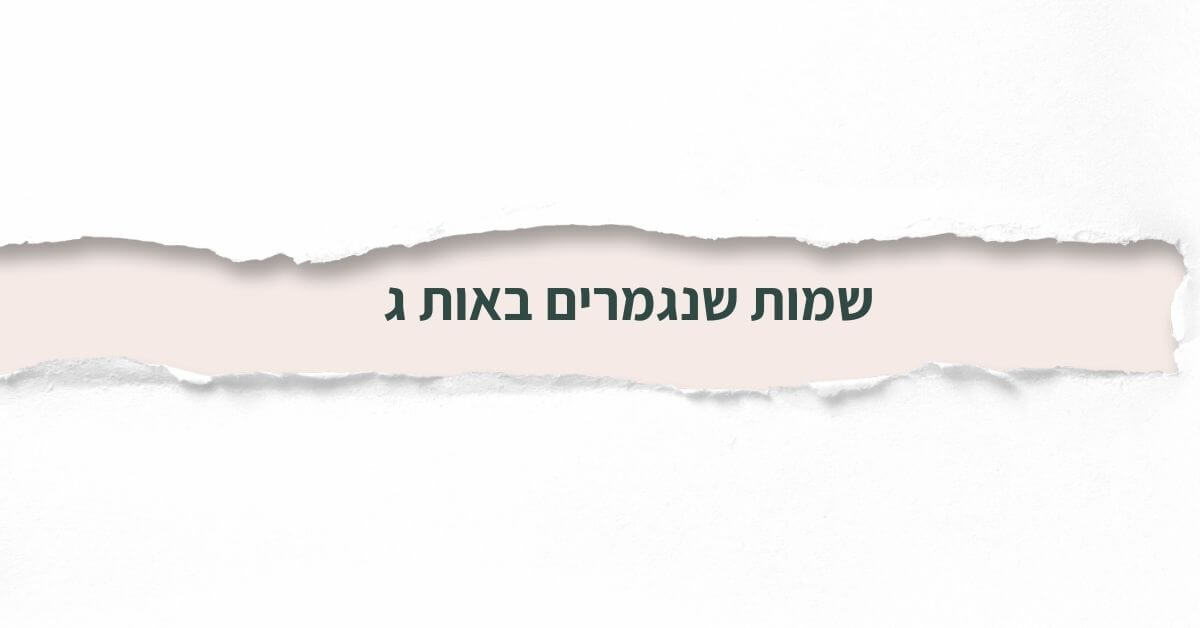 שמות שנגמרים באות ג