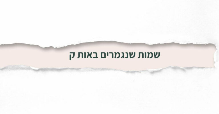 שמות שנגמרים באות ק