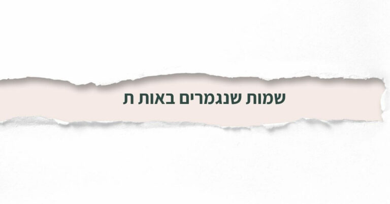 שמות שנגמרים באות ת